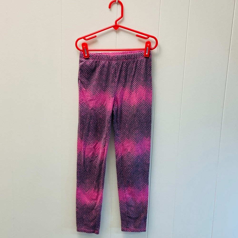 Gap Girl M 8 Pink and Gray Dotted Striped Leggings